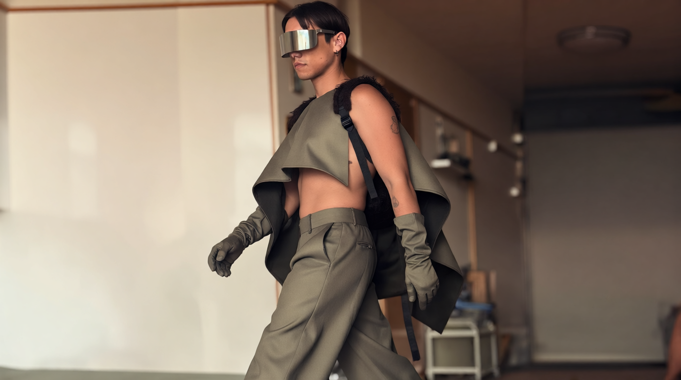 Fashion portrait with a mirrored visor